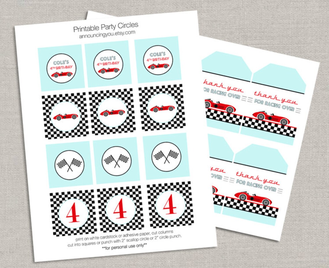 Printable Race Car Birthday Collection DIY - Etsy