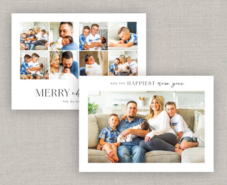 Christmas Collage Card Template for Photoshop: Instant Download image 2