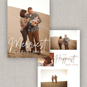 Merriest Christmas Card Template for Photoshop: Instant Download