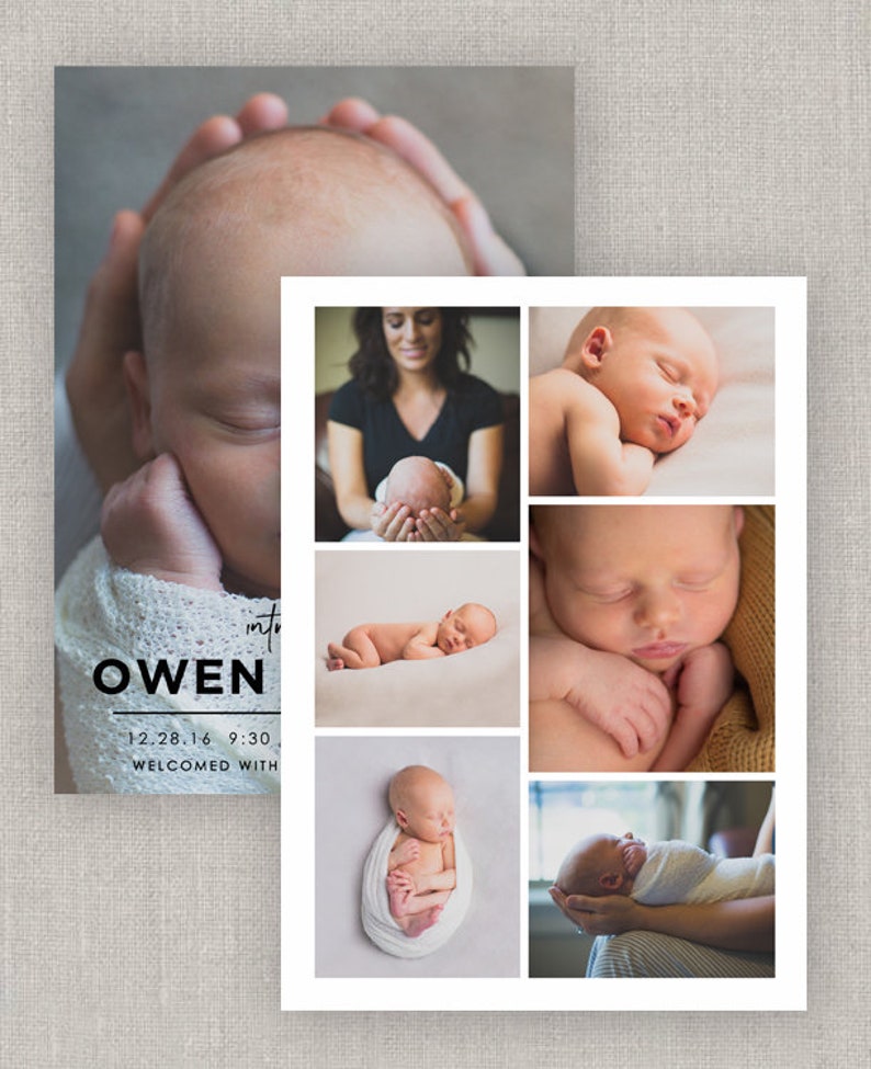 Owen Birth Announcement Template for Instant Etsy