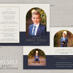 Editable Roman LDS Baptism Folded Program Template: Instant Download