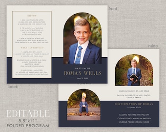 Editable Roman LDS Baptism Folded Program Template: Instant Download