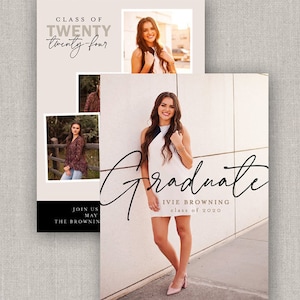 Ivie Graduation Announcement Template for Photoshop: Instant Download