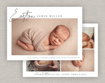 Editable Easton Birth Announcement Template: Instant Download