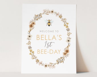 Editable Bee Welcome Sign Template: Instant Download