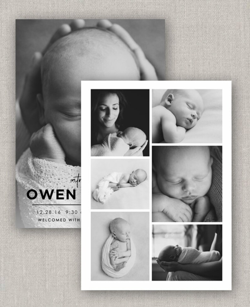 Editable Owen Birth Announcement Template Instant Download Etsy