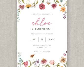Verjaardagsuitnodiging met wilde bloemen