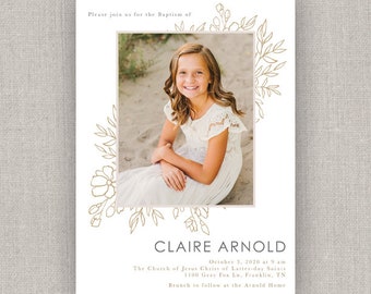 LDS Baptism Invitation - Claire