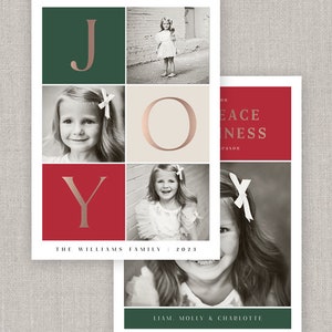 Plantilla de tarjeta navideña Joy Holiday para Photoshop: descarga instantánea