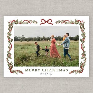 Carte photo de Noël avec noeud