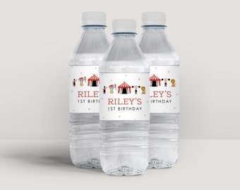 Editable Circus Water Bottle Labels: Instant Download