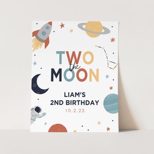 Two the Moon Space Birthday Invitation zdjęcie 4