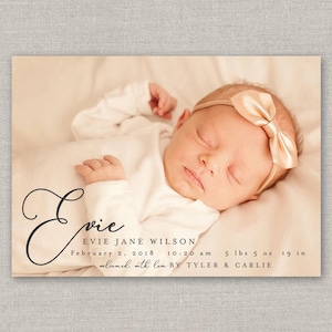 Baby Girl Birth Announcement - Evie