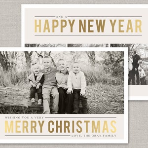 Gouden kerstkaart sjabloon voor Photoshop: instant download
