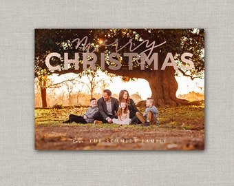 Rose Gold Merry Christmas Photo Card