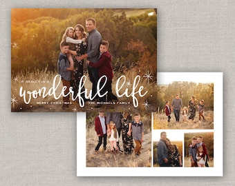 Starry Christmas Card Template for Photoshop: Instant Download