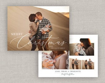 Editable Christmas Script Card Template: Instant Download