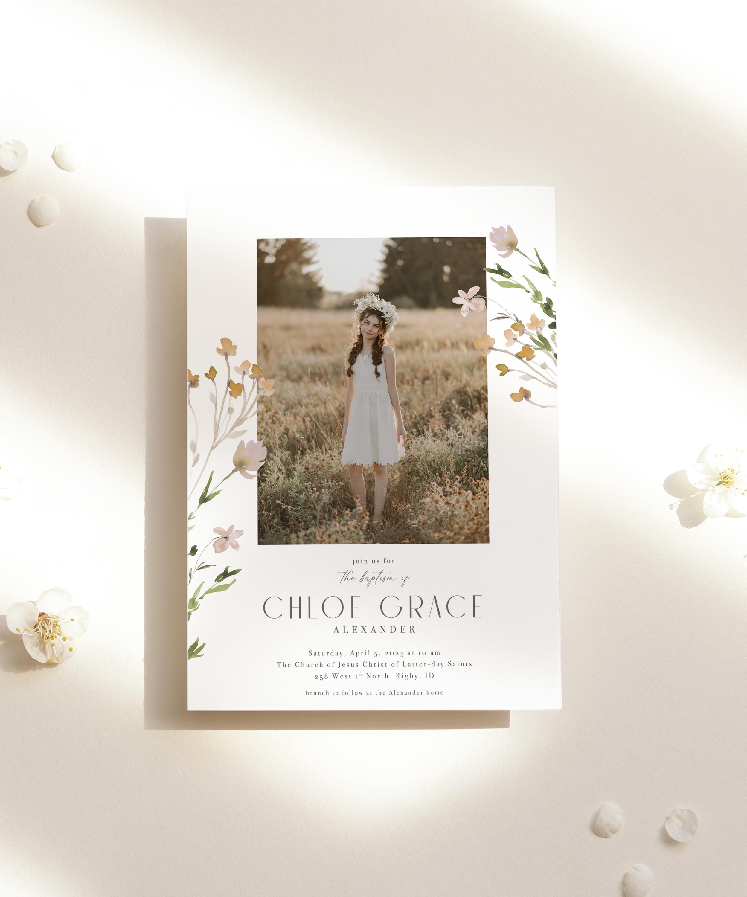 LDS Baptism Invitation - Chloe