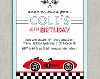 Editable Race Car Birthday Invitation Template: Instant Download