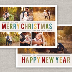 Christmas Collage Card Template for Photoshop: Instant Download