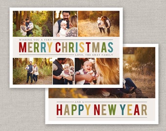 Christmas Collage Card Template for Photoshop: Instant Download