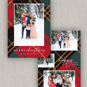 Karierte Weihnachtskarte Vorlage für Photoshop: Sofort Download