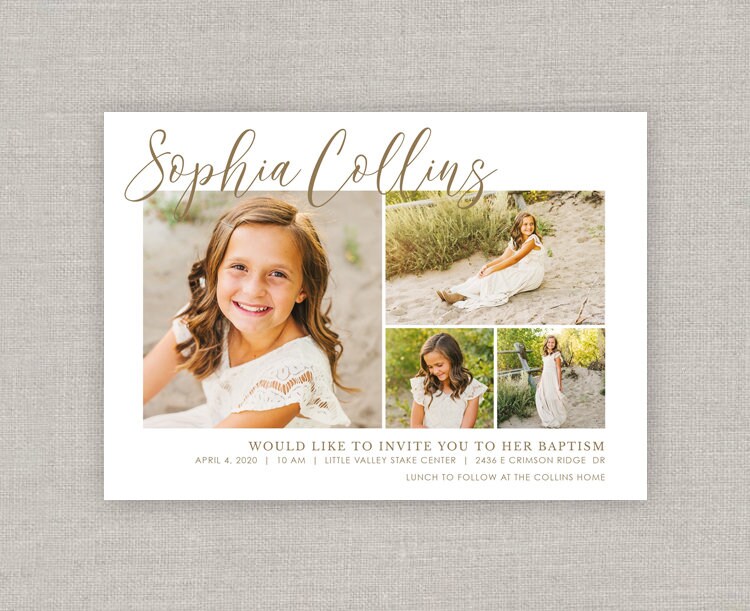 Editable Sophia LDS Baptism Invitation Template: Instant Download