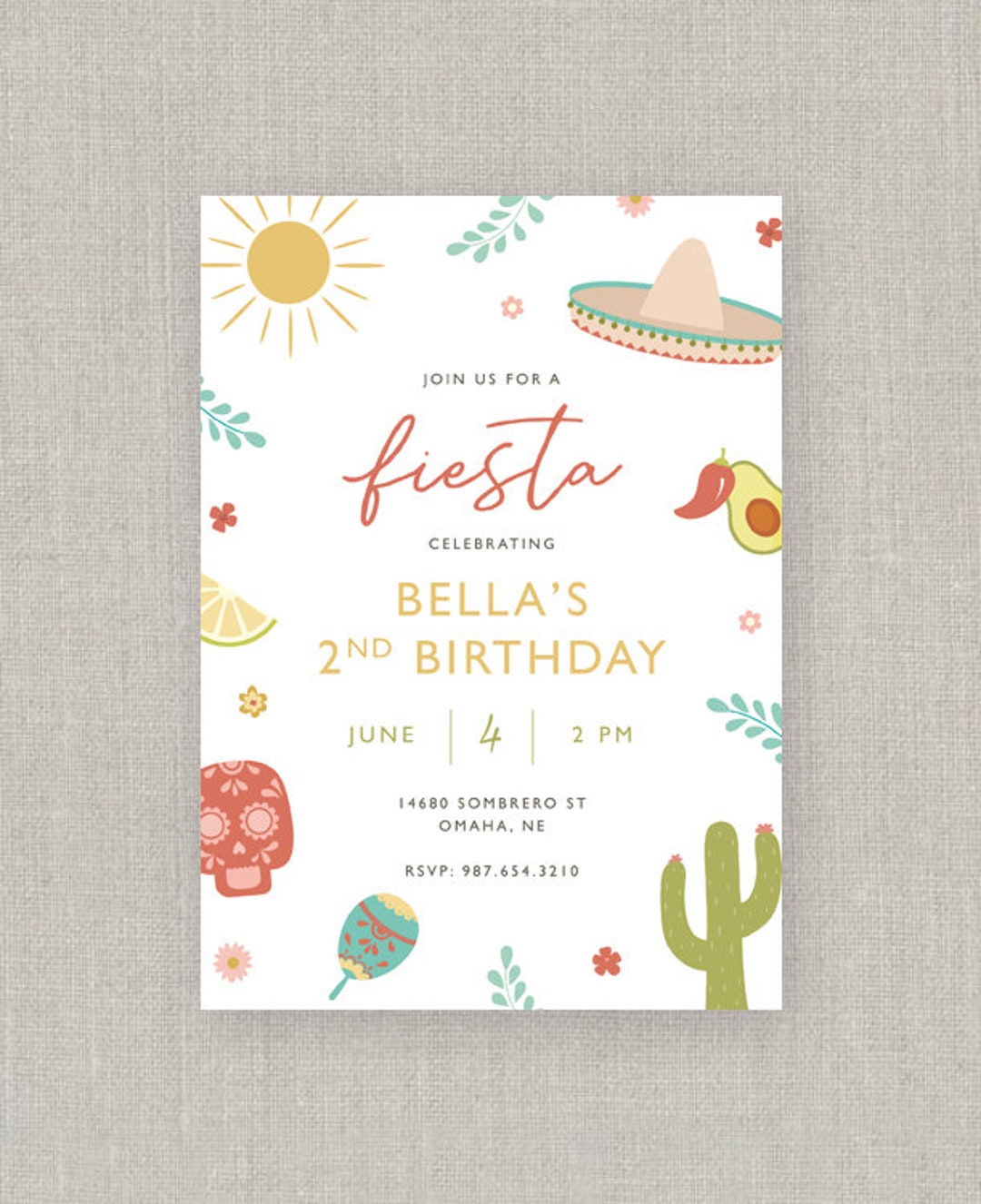 Fiesta Birthday Invitation Etsy