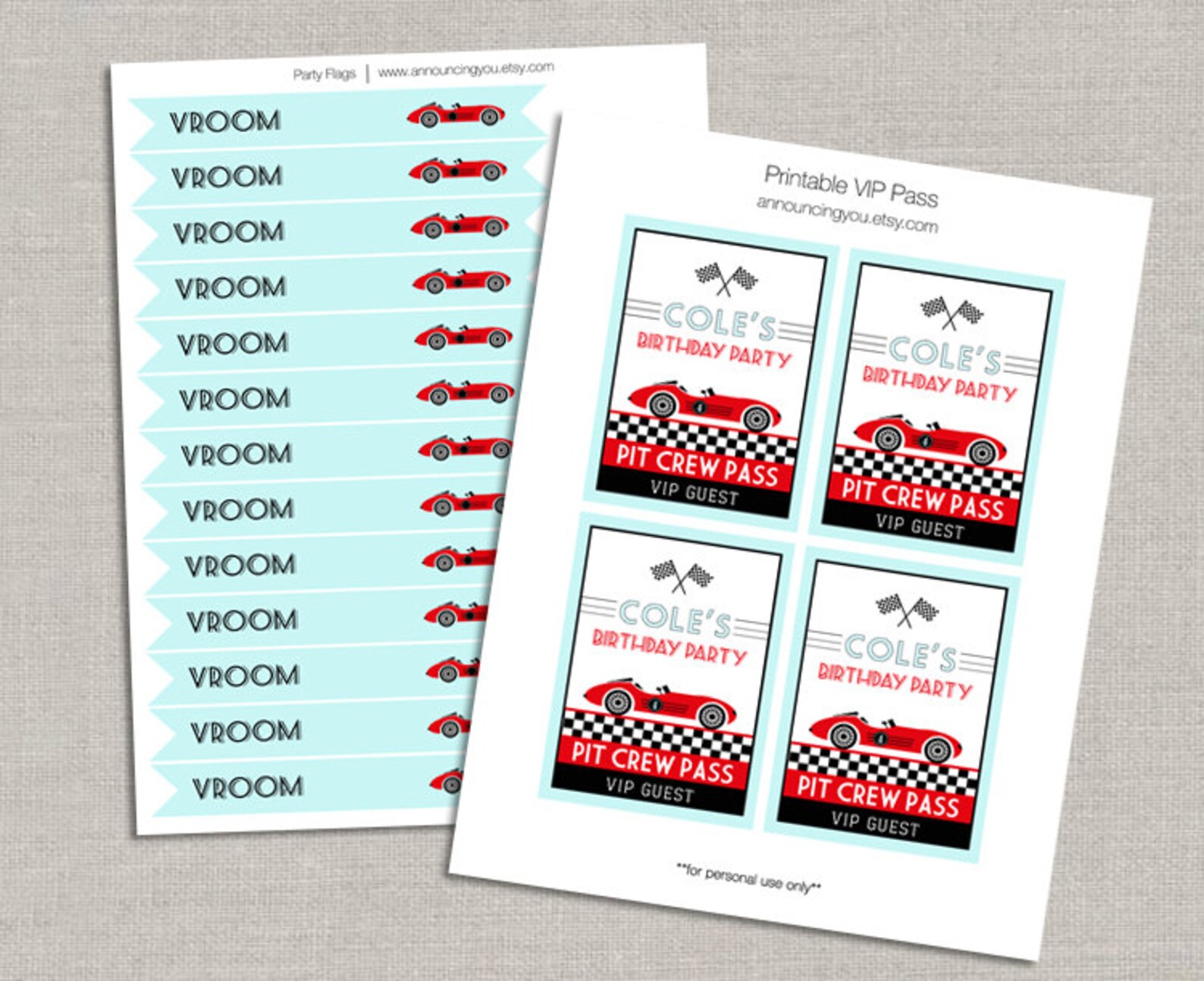 Printable Race Car Birthday Collection DIY - Etsy
