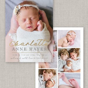 Charlotte Birth Announcement Template for Photoshop: Instant Download