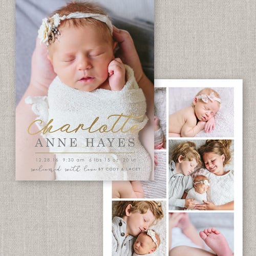 Birth Announcement Template Girl Newborn Announcement Baby Etsy