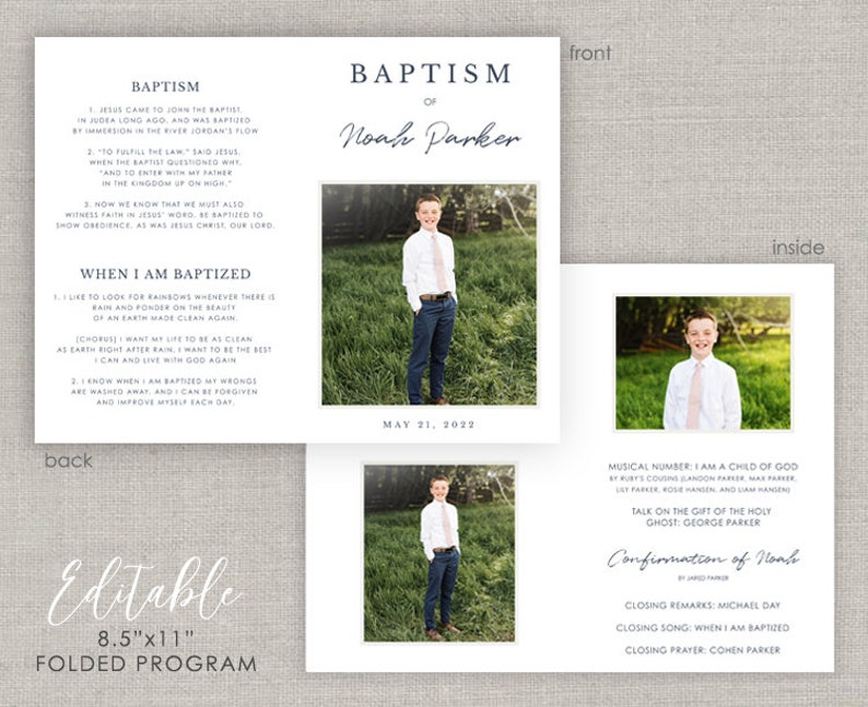 Editable Noah LDS Baptism Invitation Template: Instant Download image 4