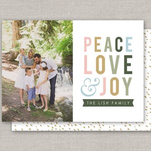 Plantilla de tarjeta de Navidad Peace Love Joy: Descarga instantánea