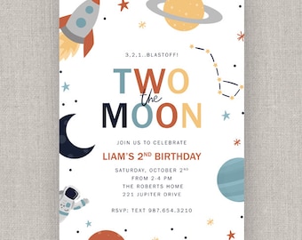 Verjaardagsuitnodiging Two the Moon Space
