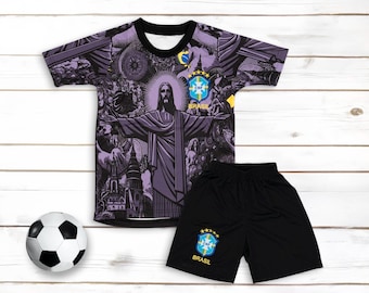 Brazil Jesus Edition Youth Soccer Jersey Set