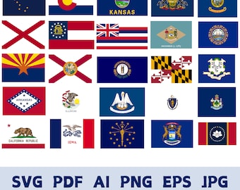 アメリカ合衆国50州旗セット。新旧ミシシッピ州旗。(PNGデジタル