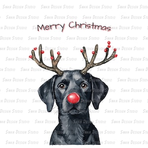 Christmas Black Lab Reindeer Design,Holiday Dog Design,Labrador Reindeer Christmas Clipart,PNG SVG Digital Download,Merry Christmas png svg