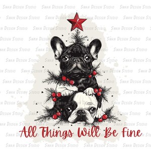 Französische Bulldogge Weihnachtskunst|Süsse Festliche HundeIllustration|Alles wird gut|Bezaubernde Bulldoggen Weihnachtsdesign,Bulldogge Illustration