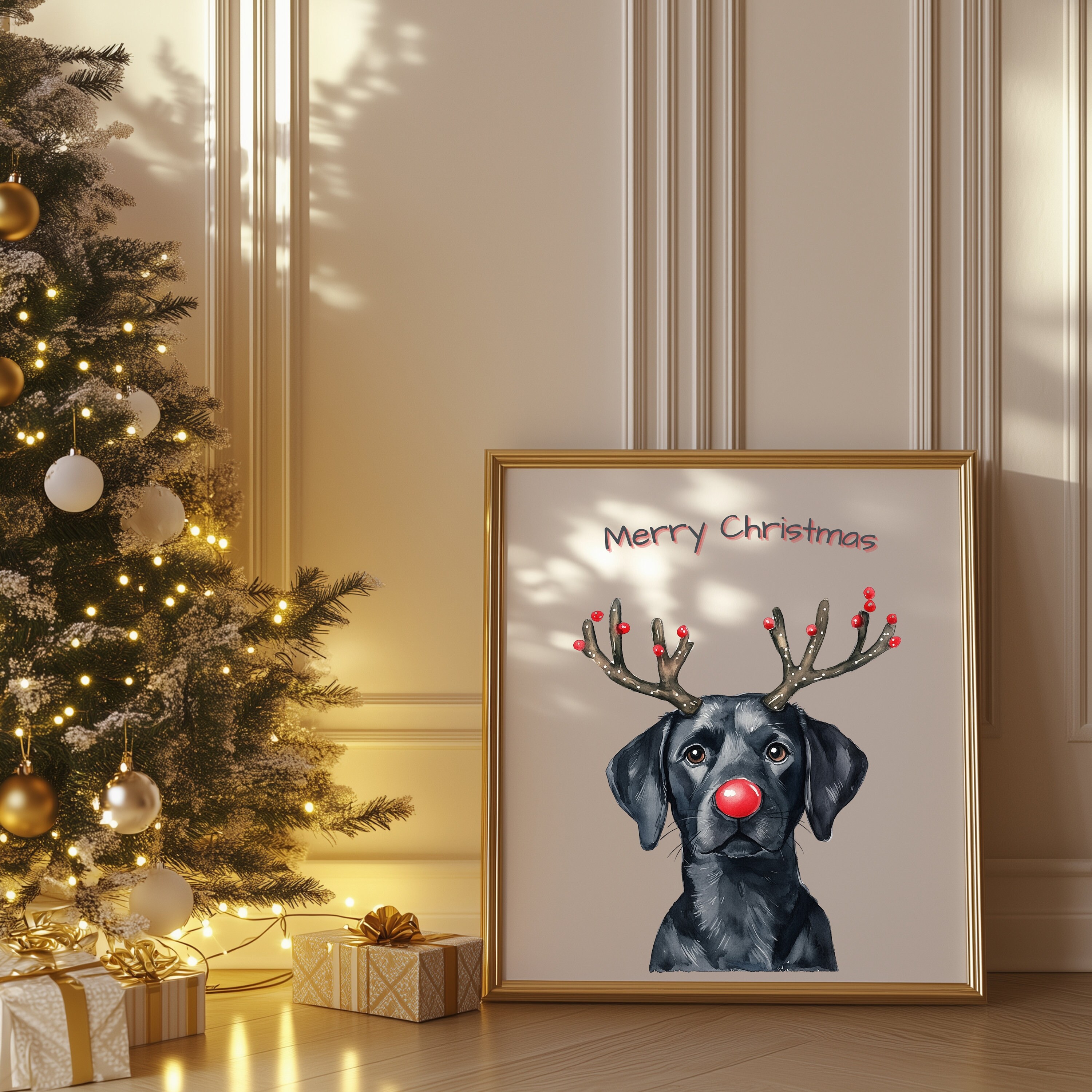 Christmas Black Lab Reindeer Design,holiday Dog Design,labrador ...