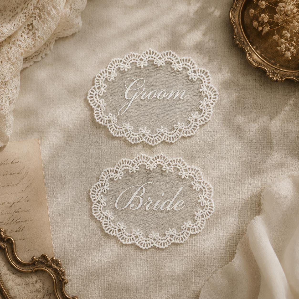 ●写真追加【やや擦れアリ】Plateau　２ED　英語１枚 Custom Lace Place Cards, Personalized Wedding Name Tags for Plates