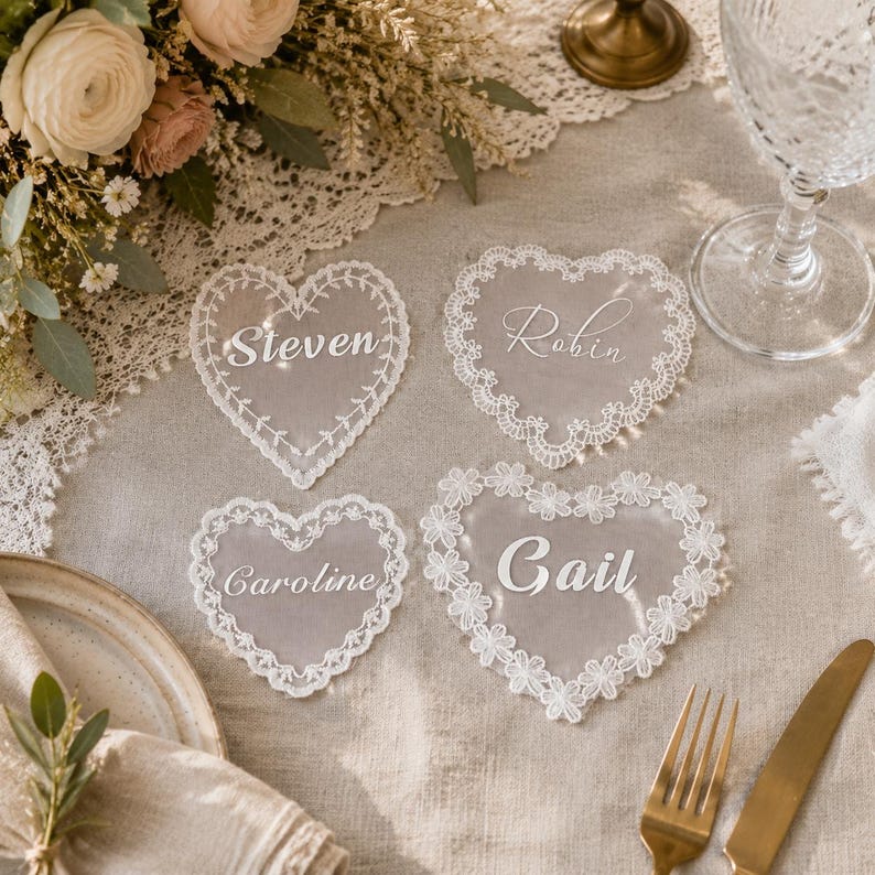 Custom Lace Place Cards, Personalized Wedding Name Tags for Plates ...