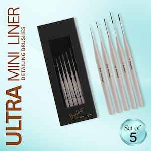 UltraMini Set of 5 liner rigger Brushes with for Detail Painting