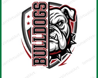 Bulldog-mascotte SVG-bundel | Logo-ontwerp sportteam Athletics (digitale download)