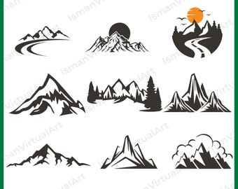 Mountain SVG Bundle | Adventure Landscape Clipart | Hiking Camping Nature Vector Design (Digital Download)