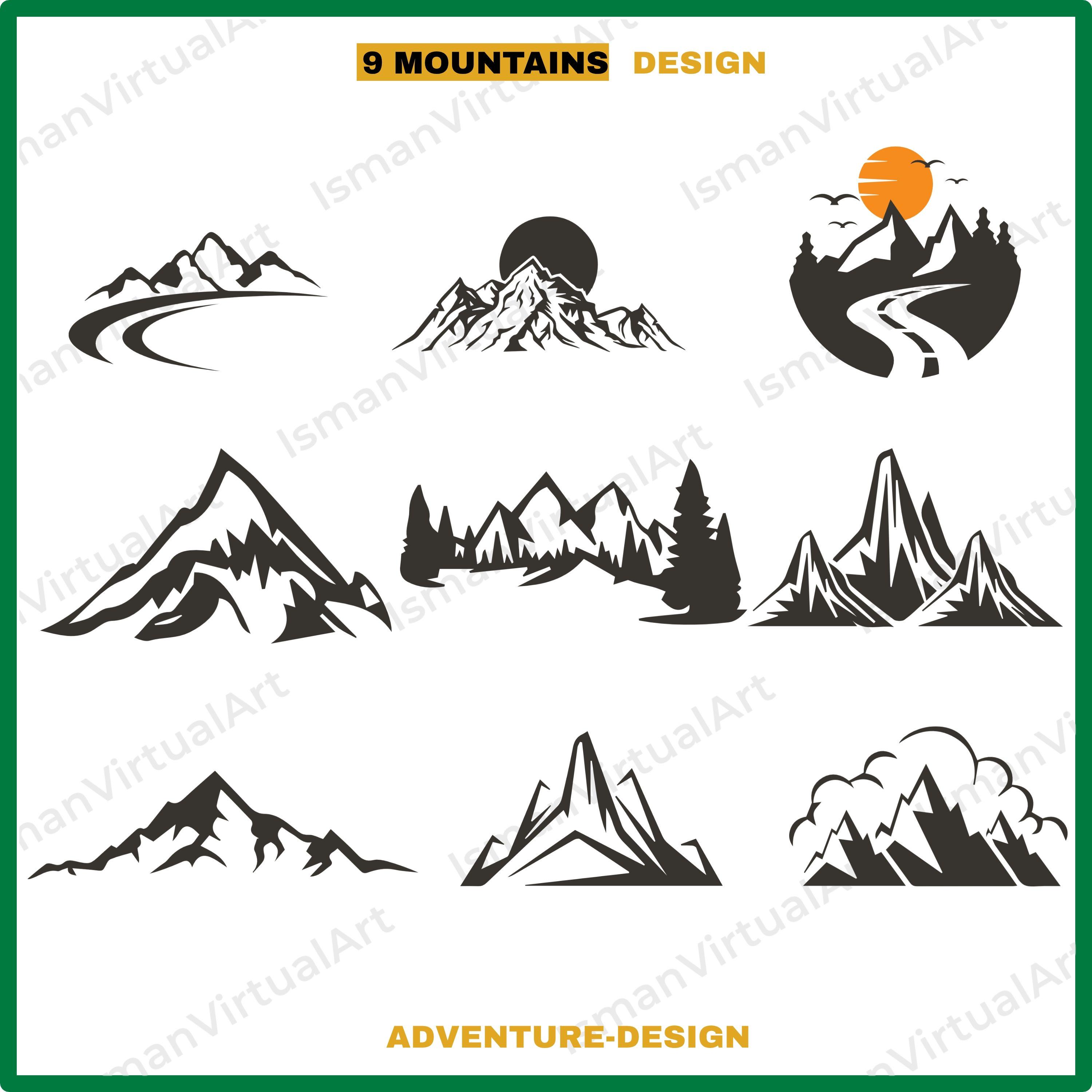 Mountain SVG Bundle Adventure Landscape Clipart Hiking Camping Nature Vector Design (Digital Download)