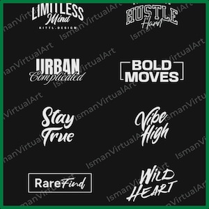 Pakiet SVG PNG z typografią streetwearową | Projekty koszulek z motywem mody miejskiej (pobieranie cyfrowe)