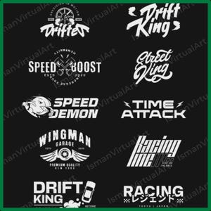 Drift Racing SVG Bundle | JDM Car Typography PNG (Digital Download)