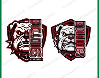 Bulldog-mascotte SVG-bundel | Logo-ontwerp sportteam Athletics (digitale download)