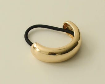Wide Arch Metal Ponytail Hair Tie | Gold