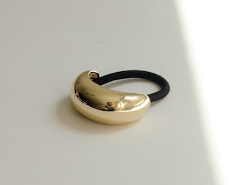 Schmaler Halbmond Metall Armreif Haargummi | Silber